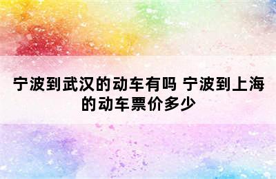 宁波到武汉的动车有吗 宁波到上海的动车票价多少